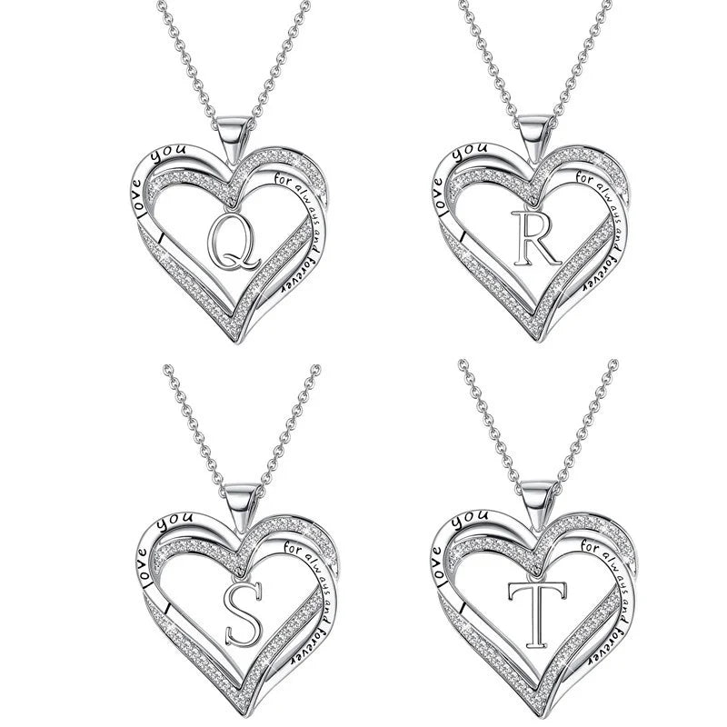 Doublelayer Heart Crystal Pendant Necklace