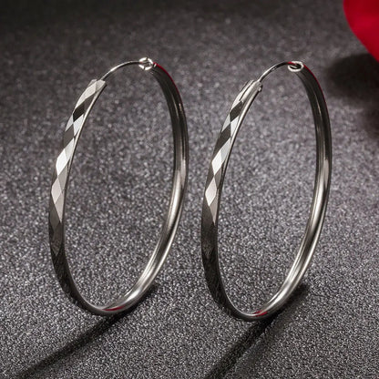 Fine 925 Sterling Silver Luxury Circle Hoop