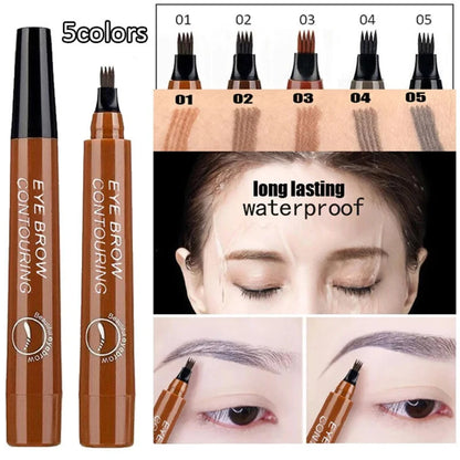 4 Point Eyebrow Pencil  Waterproof Liquid Eyebrow Pen Makeup Long Lasting Makeup Microblade Brow Pencil