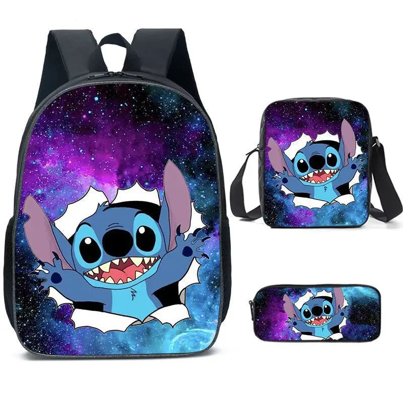 MINISO Disney Anime Cartoon Stitch Stitch Three-piece School Bag Primary and Secondary School Students Backpack Backpack