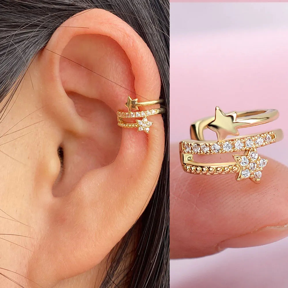 Ear Cuff Ear Clip for Women CZ No Pierced C Shape