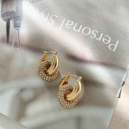 U Shape Ear Buckle Hoops Gold Plated Stainless Steel Jewelry