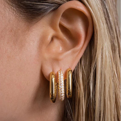 U Shape Ear Buckle Hoops Gold Plated Stainless Steel Jewelry