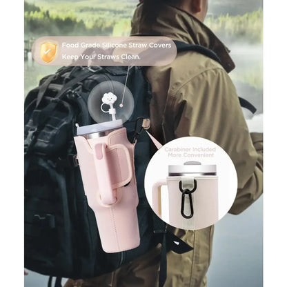 Water Bottle Carrier Bag with Phone Pocket for Stanley 40oz Tumbler