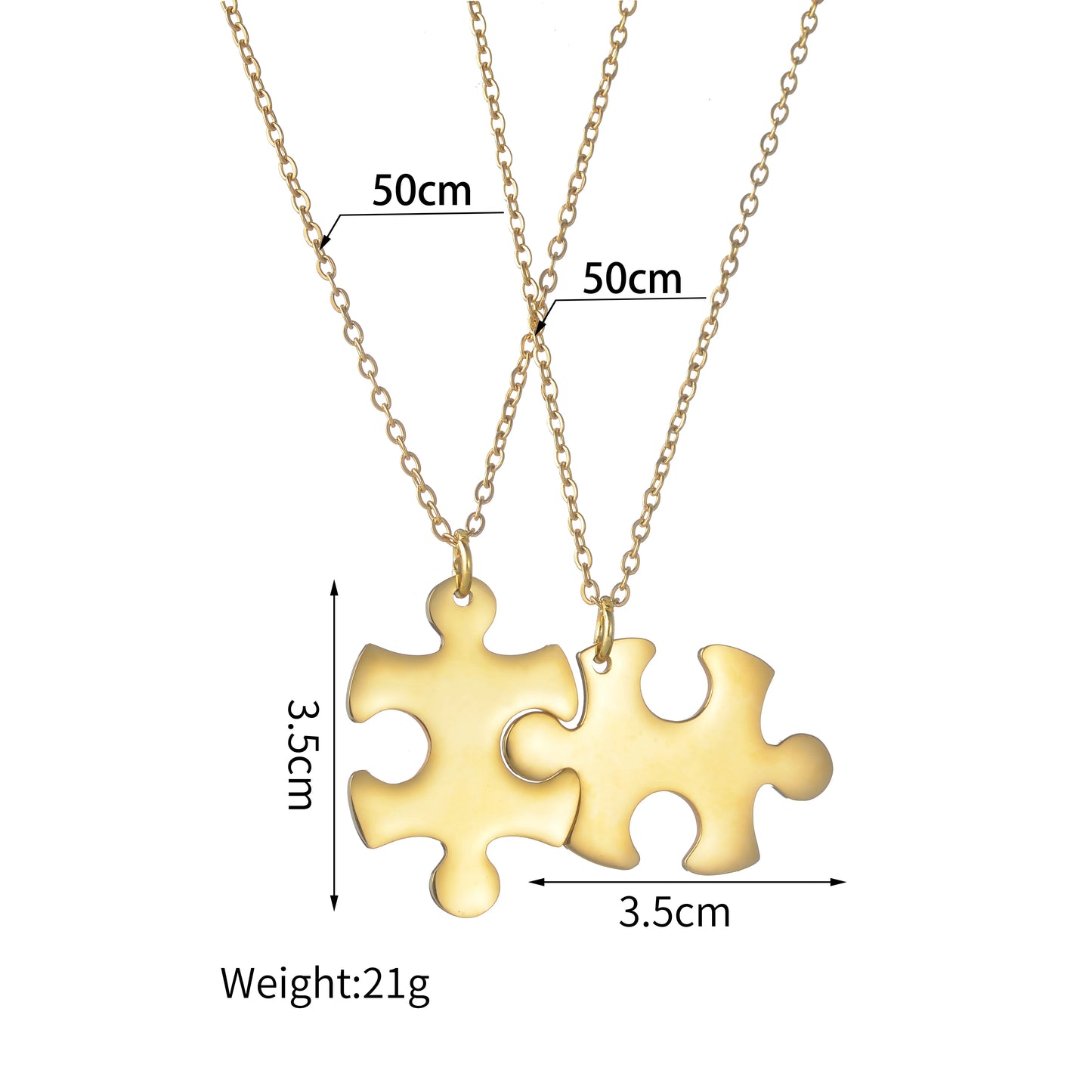 Double Puzzle Necklace Stainless Steel for Couple Link Chain