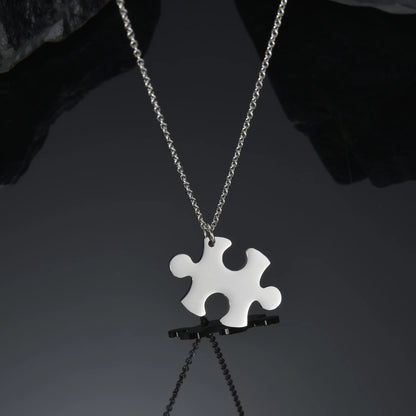 Double Puzzle Necklace Stainless Steel for Couple Link Chain