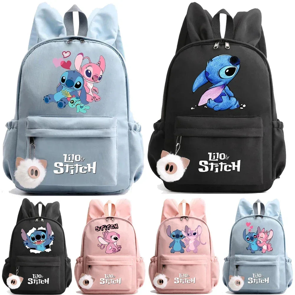 MINISO Disney Lilo Stitch Backpack for Girl Boy Student Pen Case Children Children's Gifts Kawaii Cartoon School Bag Mochila