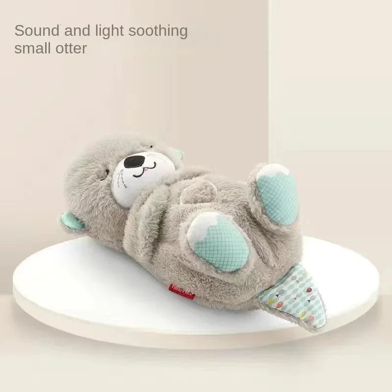 Baby Breathing Bear Soothing Otter Plush Doll Toy Baby Kids Soothing Music Sleeping Companion Sound and Light Doll Toy Gift