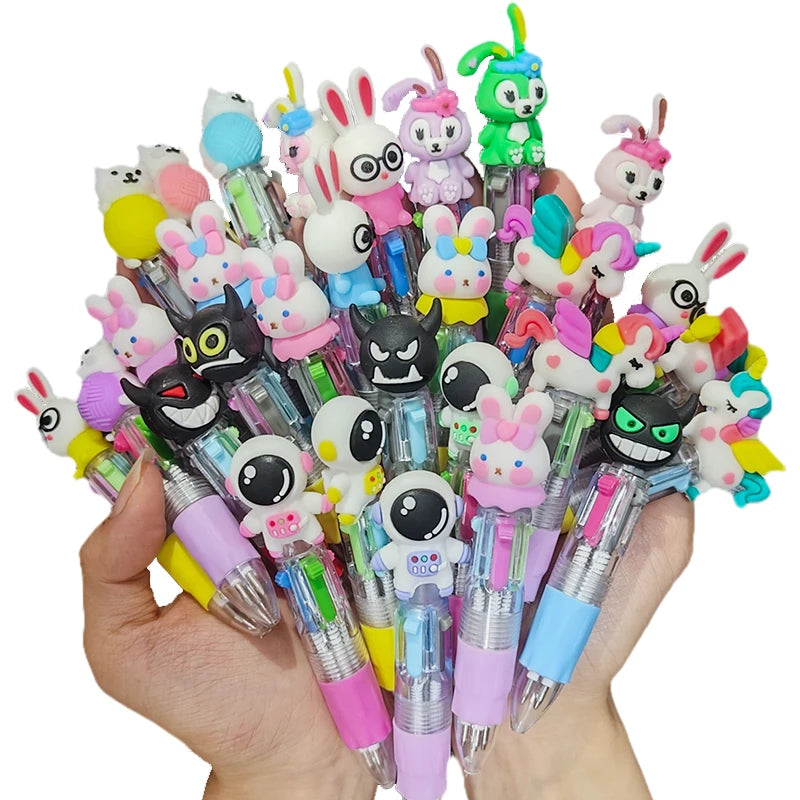 20Pcs Cute Cartoon 4 Color Mini Ballpoint Pen Retractable Pen Stationery