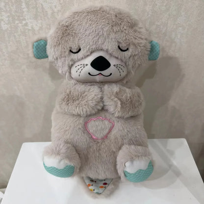 Baby Breathing Bear Soothing Otter Plush Doll Toy Baby Kids Soothing Music Sleeping Companion Sound and Light Doll Toy Gift