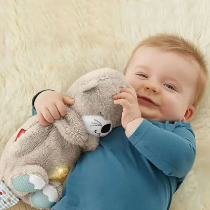 Baby Breathing Bear Soothing Otter Plush Doll Toy Baby Kids Soothing Music Sleeping Companion Sound and Light Doll Toy Gift