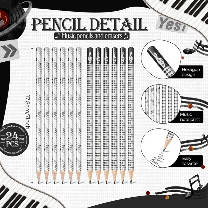 Music Pencils Music Note Pencil With Music Themed Erasers