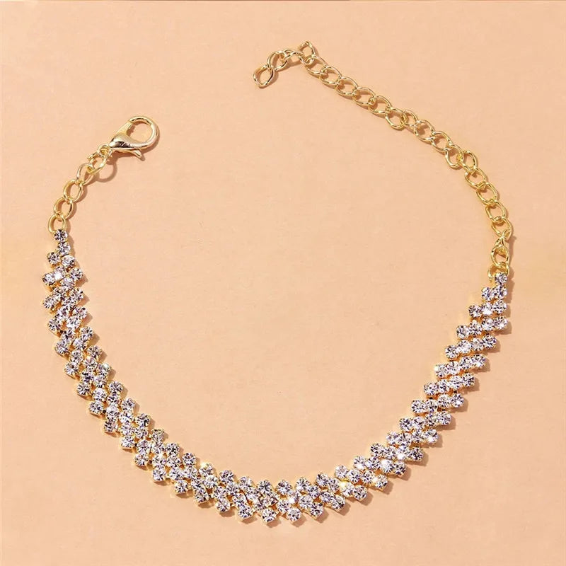 Shining Cubic Zirconia Chain Anklet f