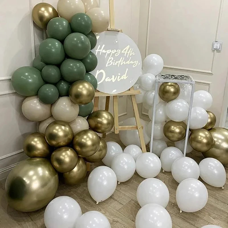 Green Gold Party Balloons