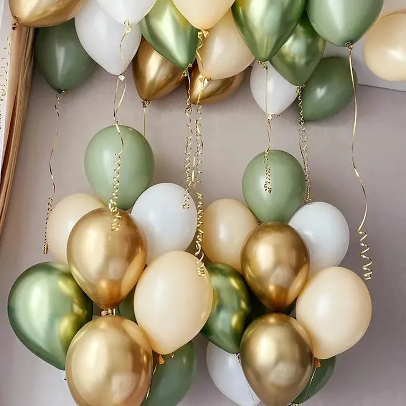 Green Gold Party Balloons