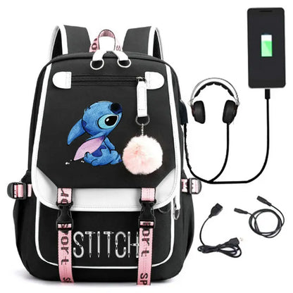 Stitch USB School Backpack