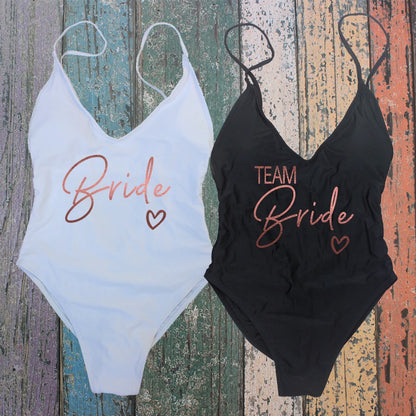 Team Bride Rose Gold Swimsuit