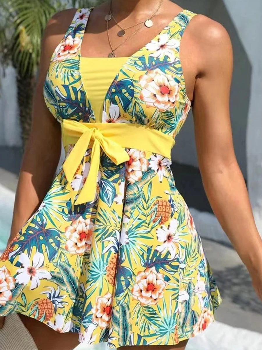 Floral High Waist Tankini