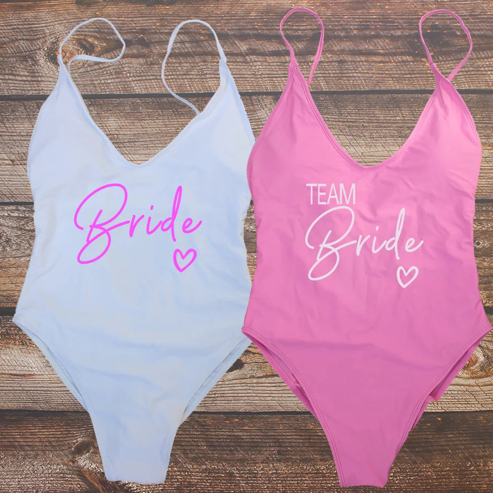 Team Bride Rose Gold Swimsuit