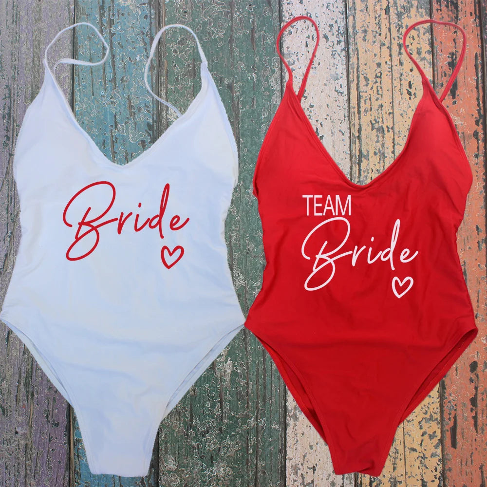 Team Bride Rose Gold Swimsuit